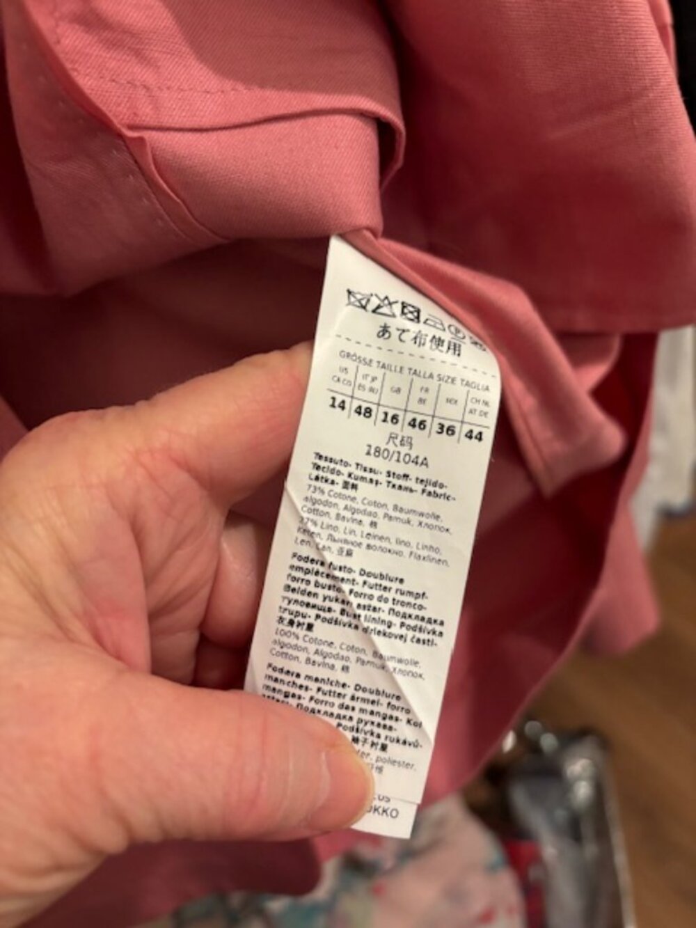 Max Mara Weekend Pink Single Breasted Cotton/Linen Blend Blazer EUC 14 - Picture 6 of 6